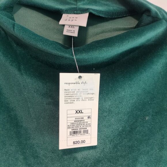 NEW A New Day Women's XXL Velvet Ruched Dress Green Plus BEAUTIFUL - Picture 3 of 7